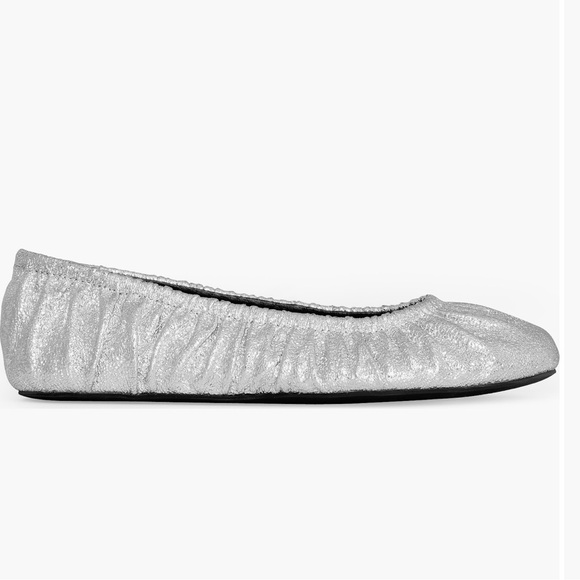 NIB Rebecca Minkoff Silver Ruched Ballet Flats Size 8 - Picture 2 of 8